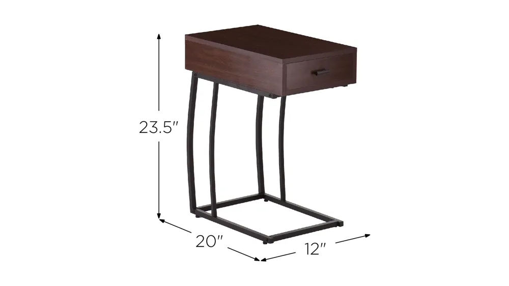 Earley Side Table W/USB Dimensions