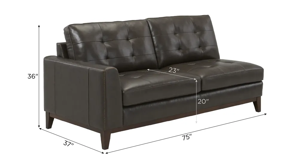 Wheaton Leather Left Arm Facing Loveseat Dimensions