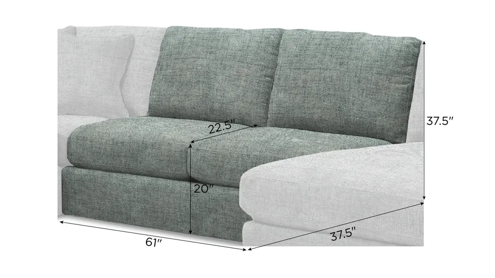 Nappily Armless Loveseat Dimensions