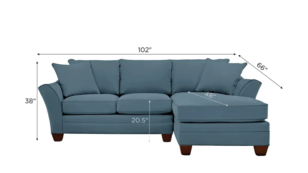 Foresthill 2-pc. Right Hand Chaise Sectional Sofa Dimensions