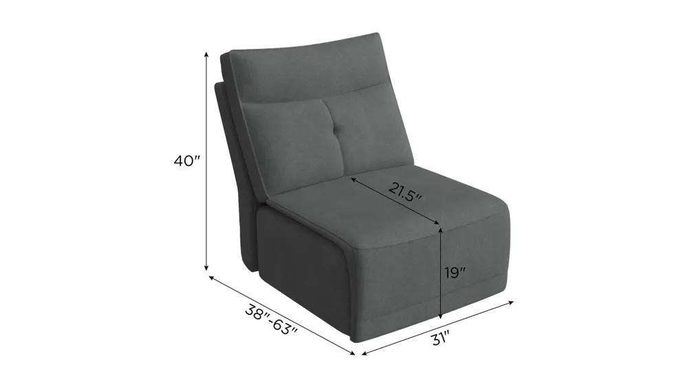 Graceland Dual Power Armless Recliner Dimensions