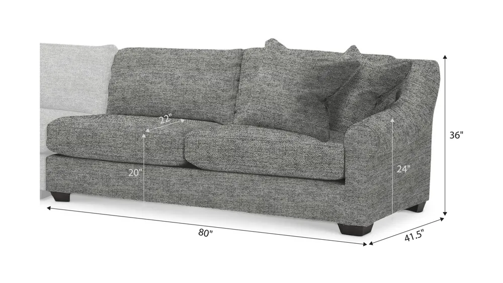 Thatcher Right Arm Facing Loveseat Dimensions