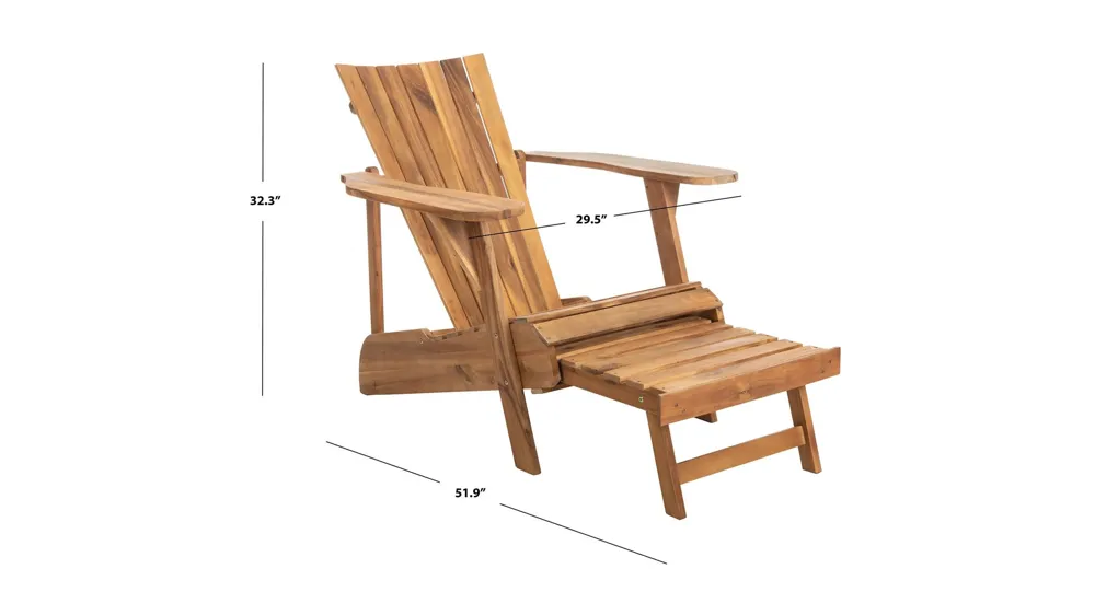Allaire Outdoor Adirondack Chair with Retractable Footrest Dimensions
