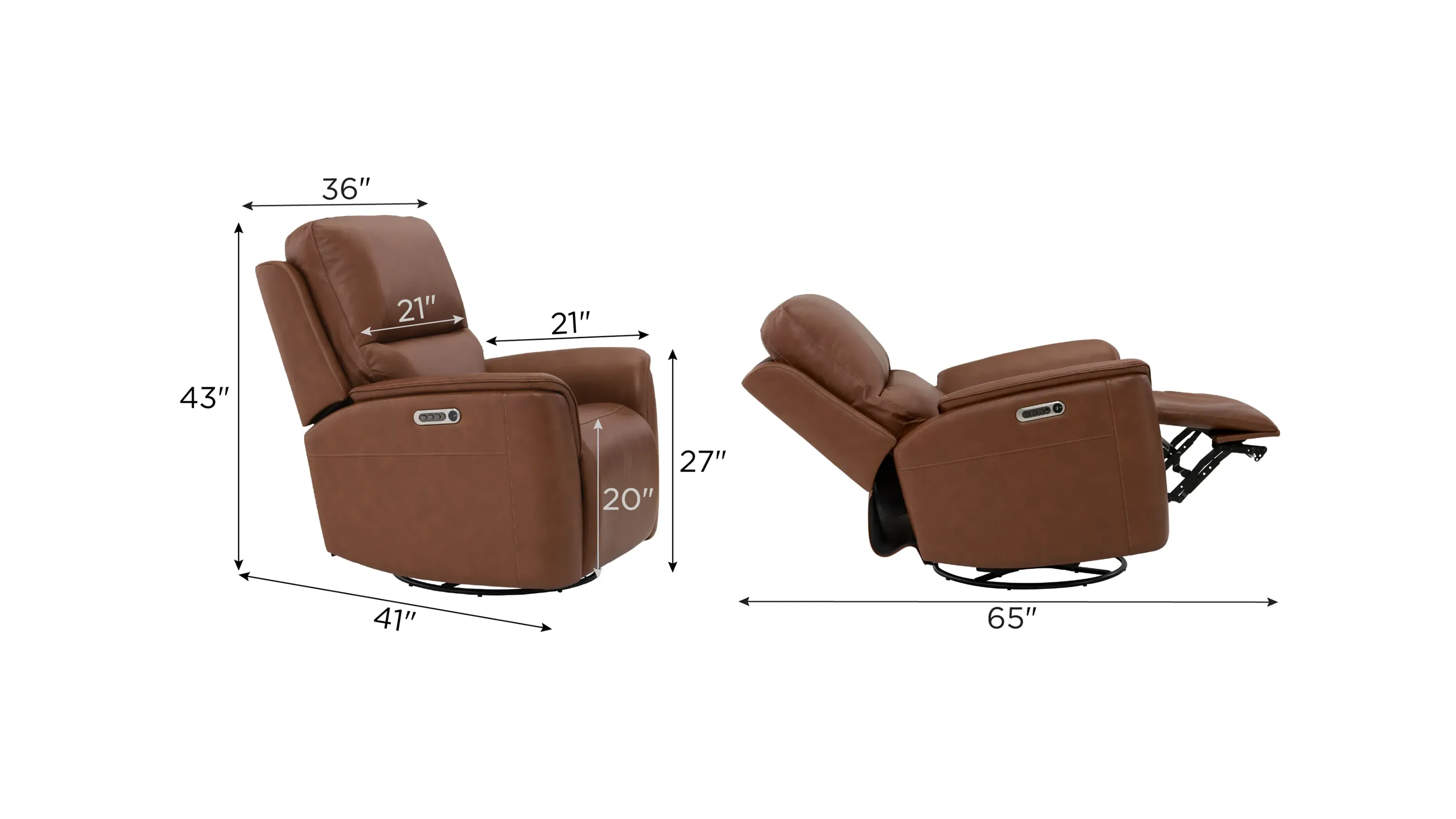 Henrick Triple Power Leather Swivel Glider Recliner | Raymour