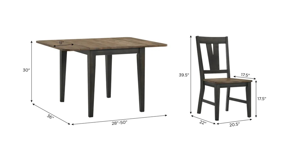 Harper 3-pc. Dining Set Dimensions