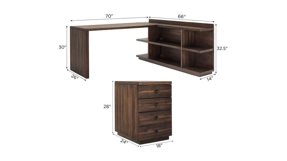 Newell 2-pc. Home Office Set Dimensions