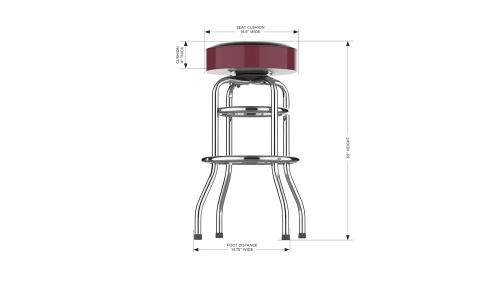 NCAA Backless Swivel Bar Stool Dimensions