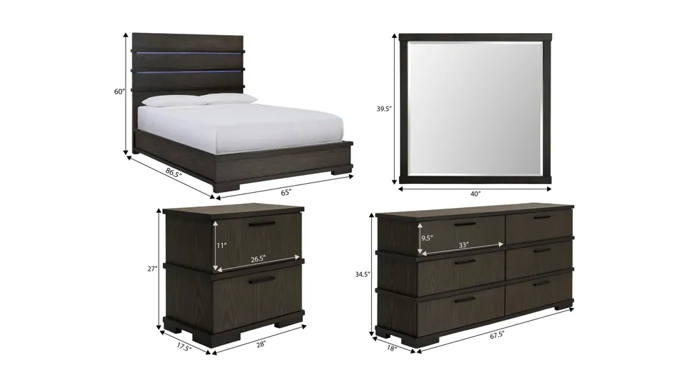 Gunnar 4-pc. Bedroom Set Dimensions