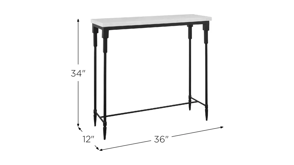 Bourges Console Table Box 1 of 2 Dimensions