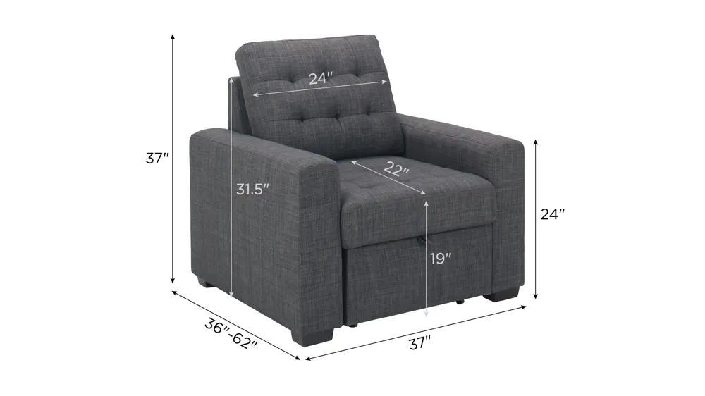 Brynn Chair W/ Pull Out Ottoman Dimensions