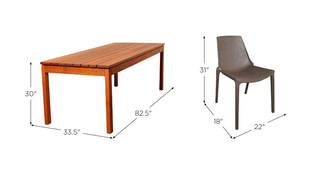 Amazonia 7-pc. Outdoor Rectangular Patio Dining Set Dimensions
