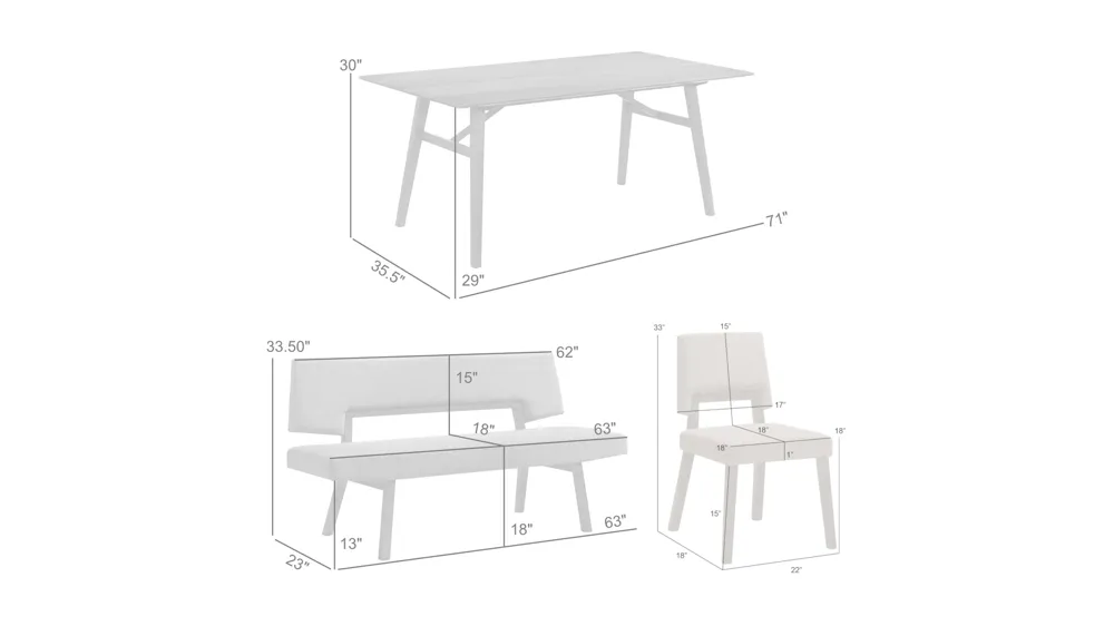 Channell 6-pc. Dining Set Dimensions