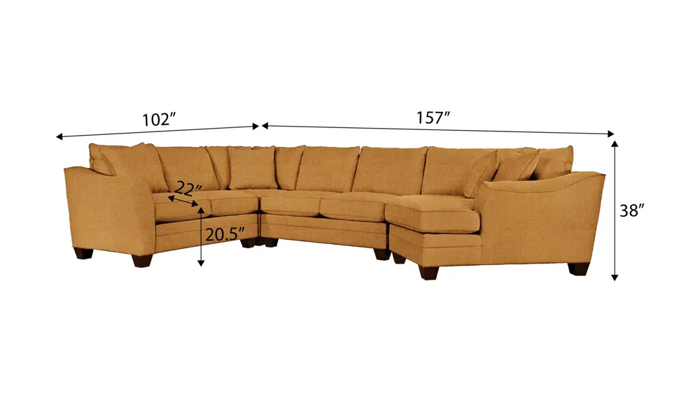 Foresthill 4-pc. Right Hand Cuddler with Loveseat Sectional Sofa Dimensions