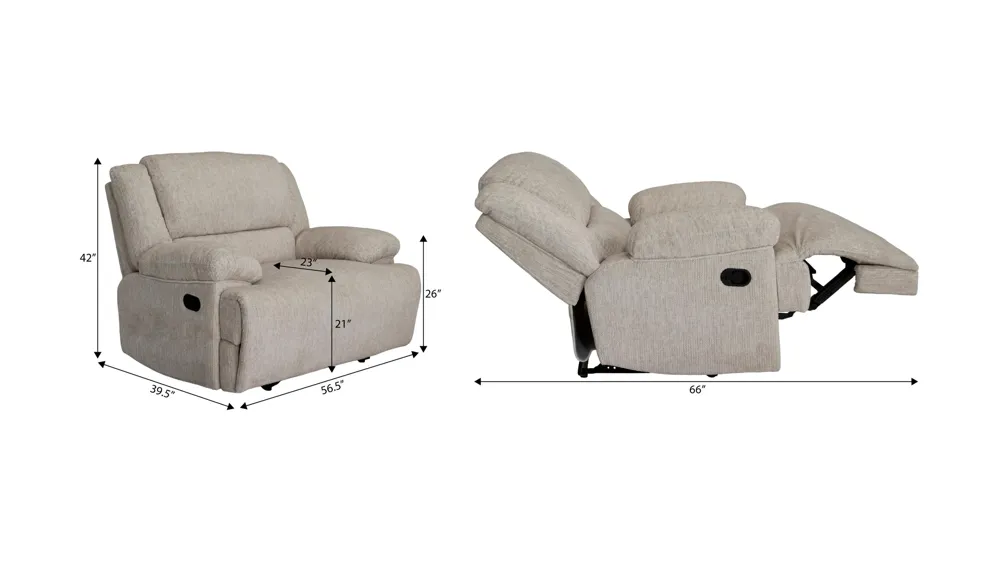 Colburn Manual Recliner Dimensions