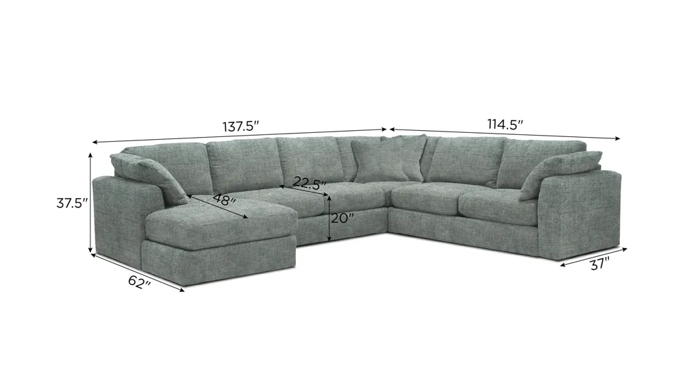 Nappily 4-pc. Sectional Dimensions