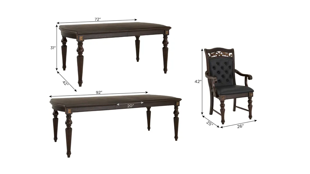 Vanderbilt 5-pc. Dining Set Dimensions