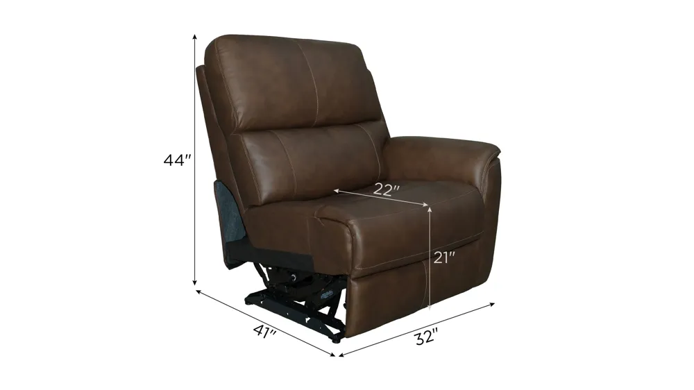Henrick Triple Power Leather Right Arm Facing Recliner Dimensions