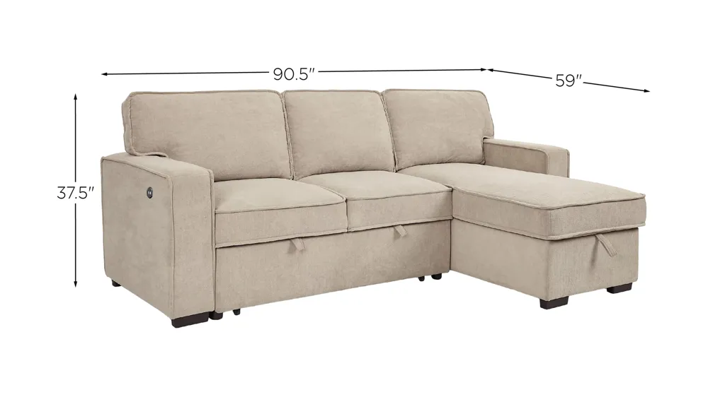 Darton 2-Piece Sleeper Sectional with Storage Dimensions