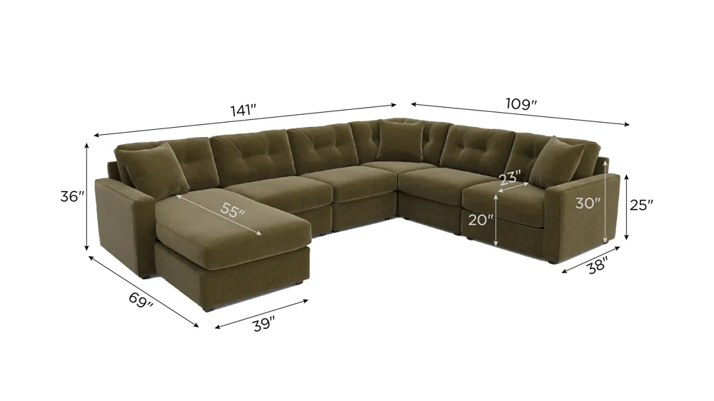 ModularOne 6-pc. Sectional Dimensions
