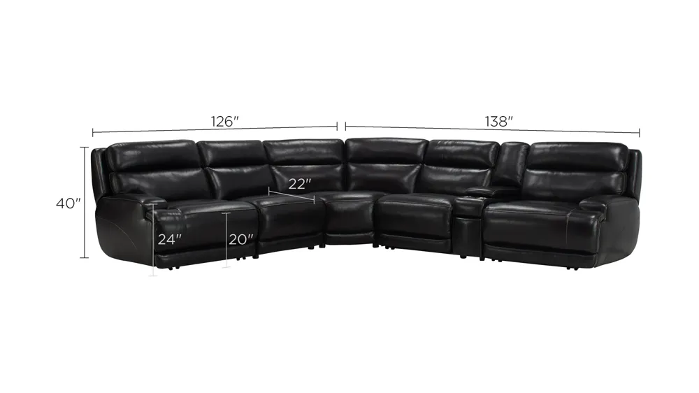 Tompkins Leather 6-pc. Sectional Dimensions