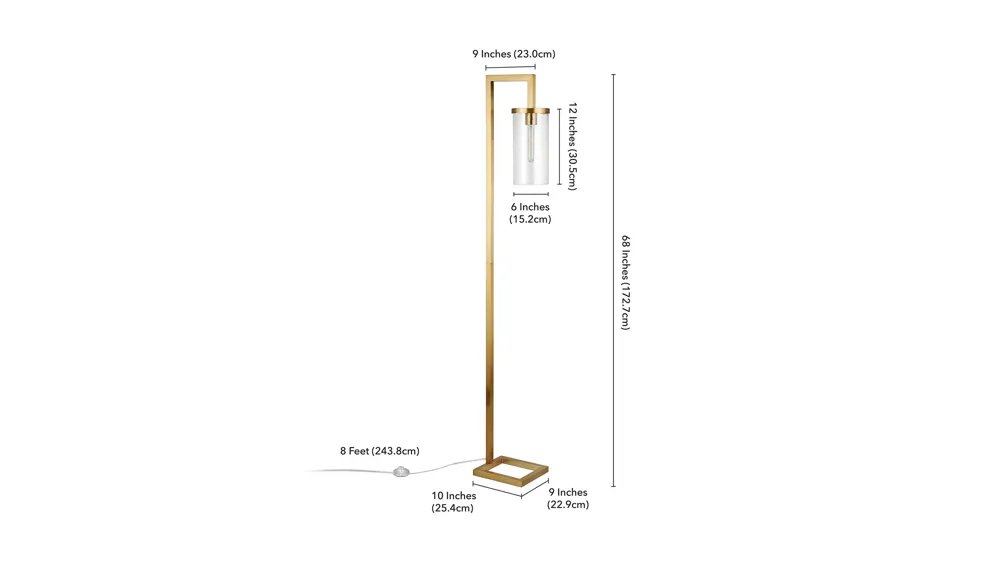 Ansa Seeded Glass Floor Lamp Dimensions