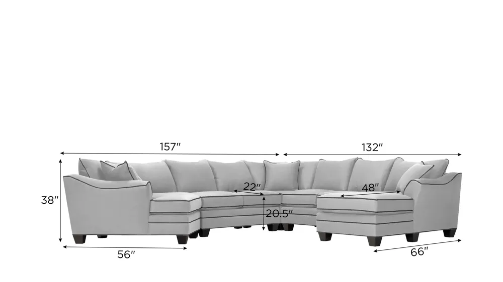 Foresthill 5-pc. Right Hand Facing Sectional Sofa Dimensions