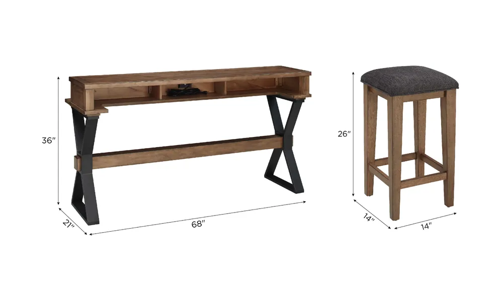 Bay Ridge 4-pc. Console Table with Stools Dimensions
