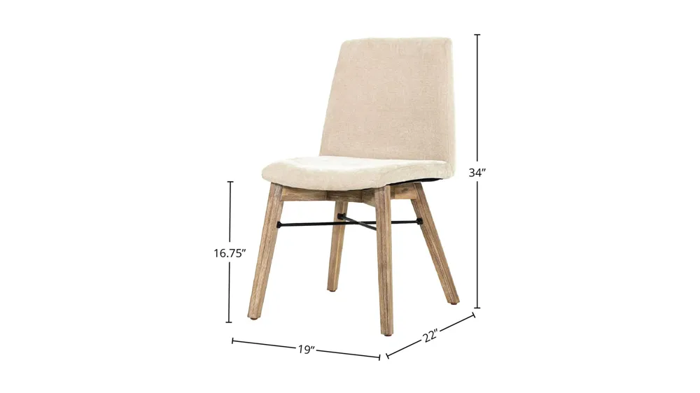 Gia Dining Chair - Light Driftwood - Sand (Set of 2) Dimensions