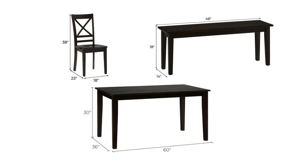 Simplicity 6-pc. Dining Set Dimensions