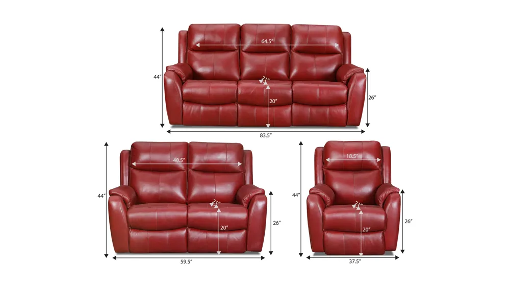 Stevens Reclining 3-pc. Living Room Set Dimensions