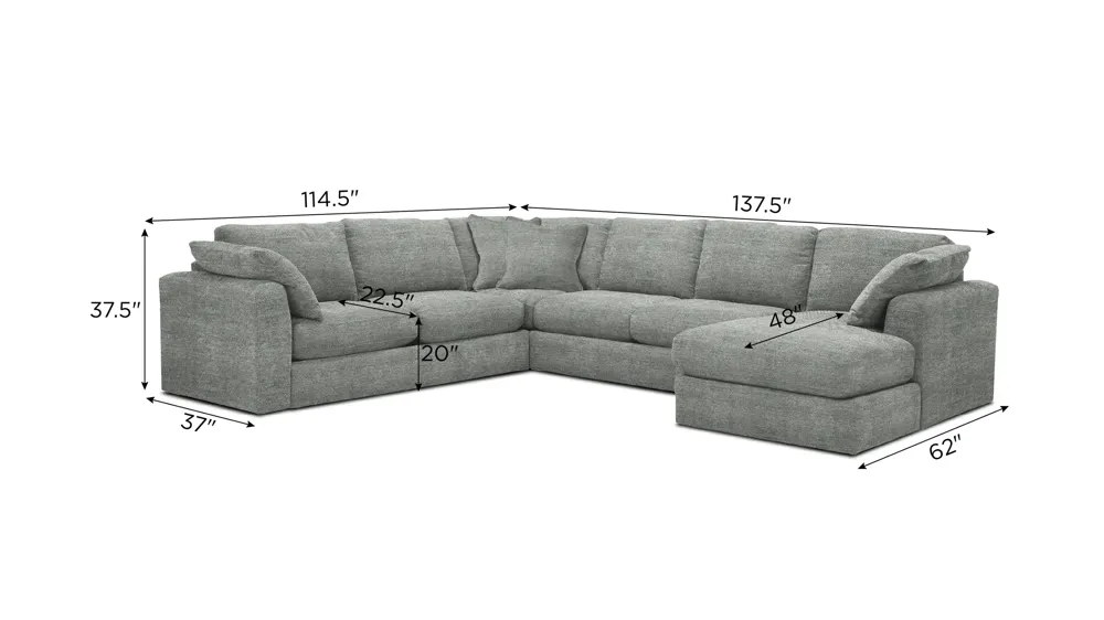 Nappily 4-pc. Sectional Dimensions