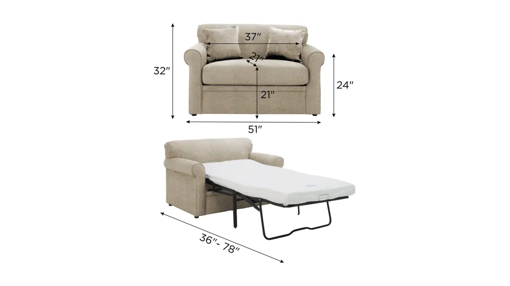 Luann Twin Sleeper Sofa Dimensions