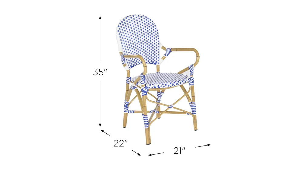 Dario Outdoor Stacking Arm Chair -Set of 2 Dimensions