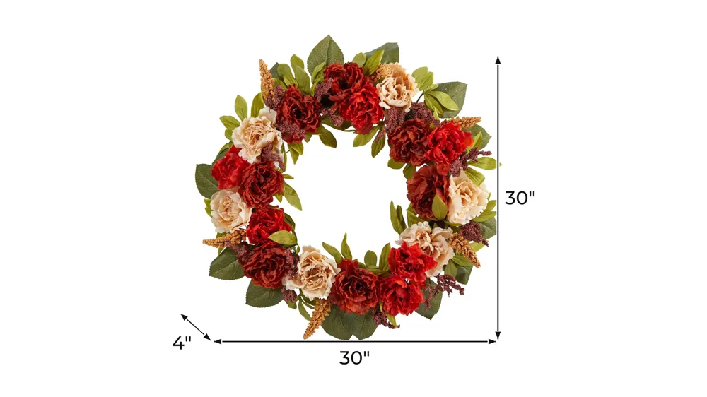 30" Harvest Foliage Artificial Wreath Dimensions