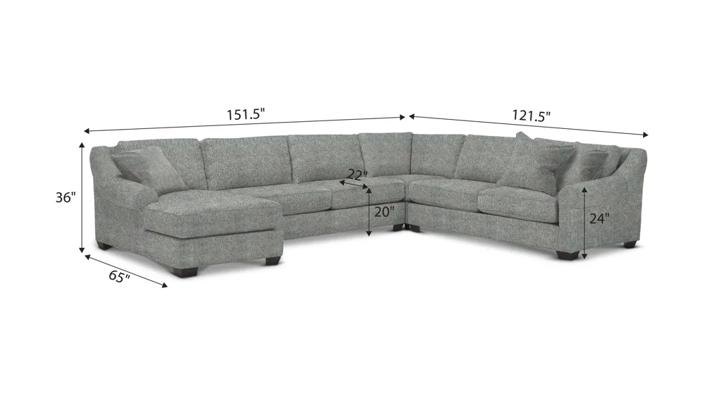 Thatcher 4-pc. Sectional Dimensions