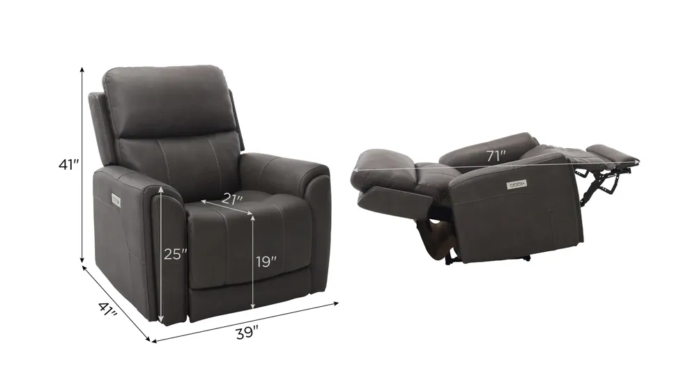 Calvin Triple Power Recliner Dimensions