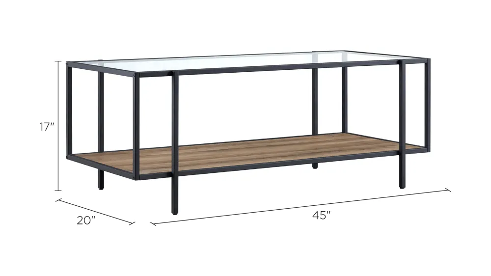 Fable Rectangular Coffee Table with Shelf Dimensions