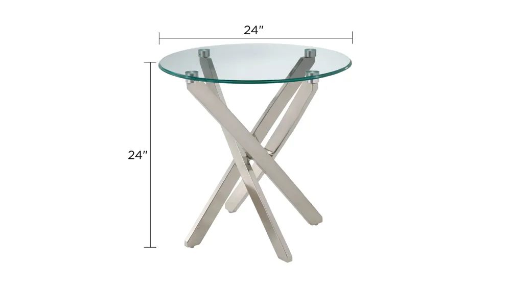 Zila 2-pc. Glass Top End Table Dimensions