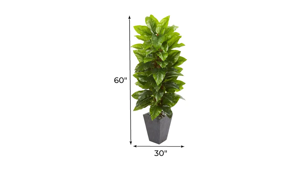 Large Leaf Philodendron Artificial Plant in Slate Planter Dimensions