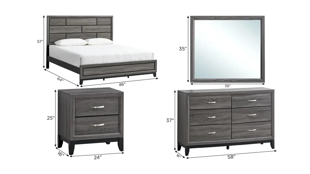 Glasgow 4-pc. Bedroom Set Dimensions