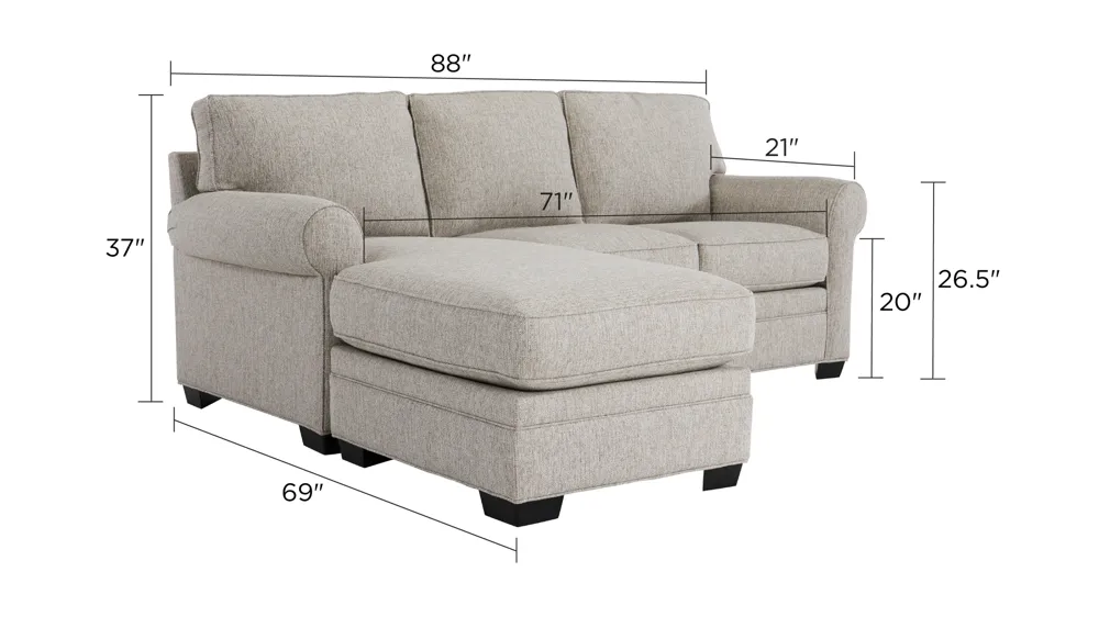 Wellsley Reversible Sofa Chaise w/ Queen Sleeper Dimensions