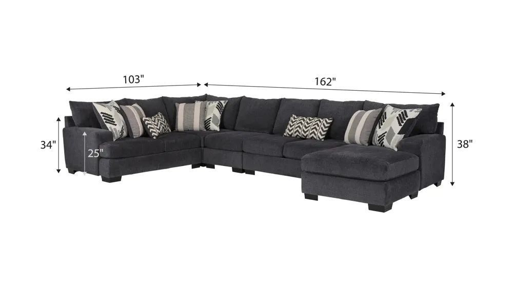 Cooper 5-pc. Sectional Dimensions
