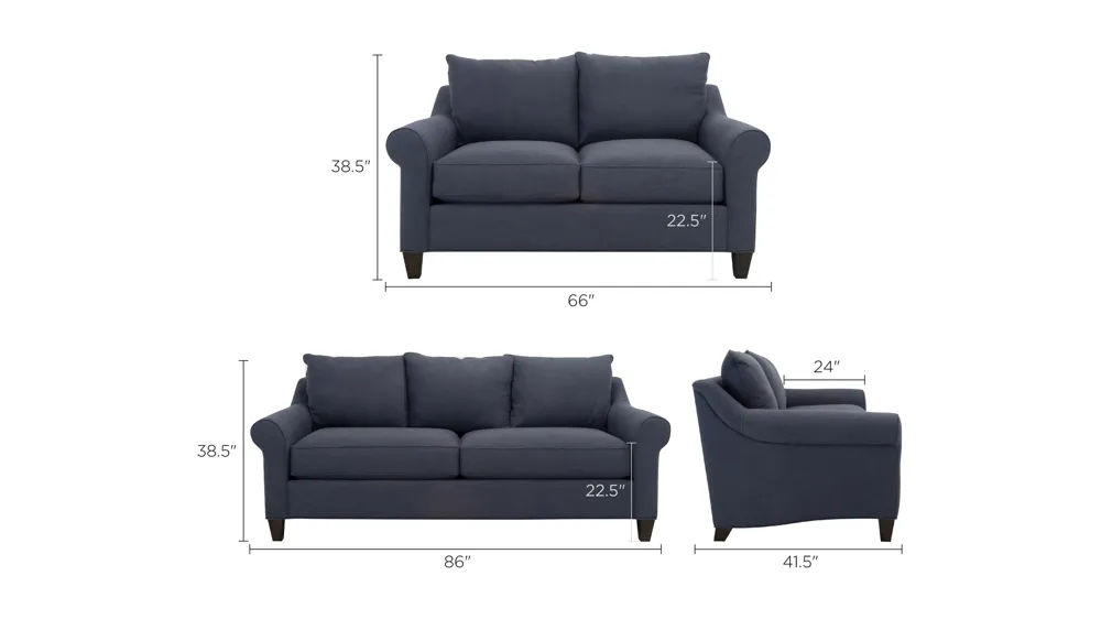 Gemma Living Room Set Dimensions