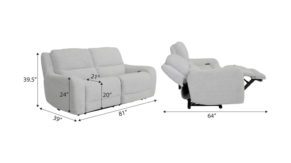 Miller 2-pc. Power Loveseat Dimensions