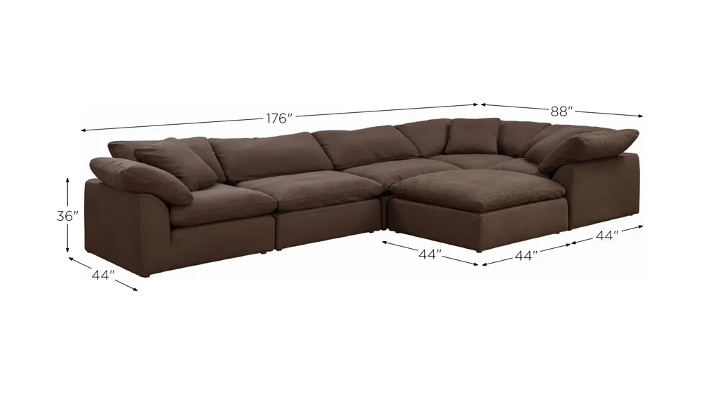 Puff Slipcover 6-pc. Sectional Dimensions