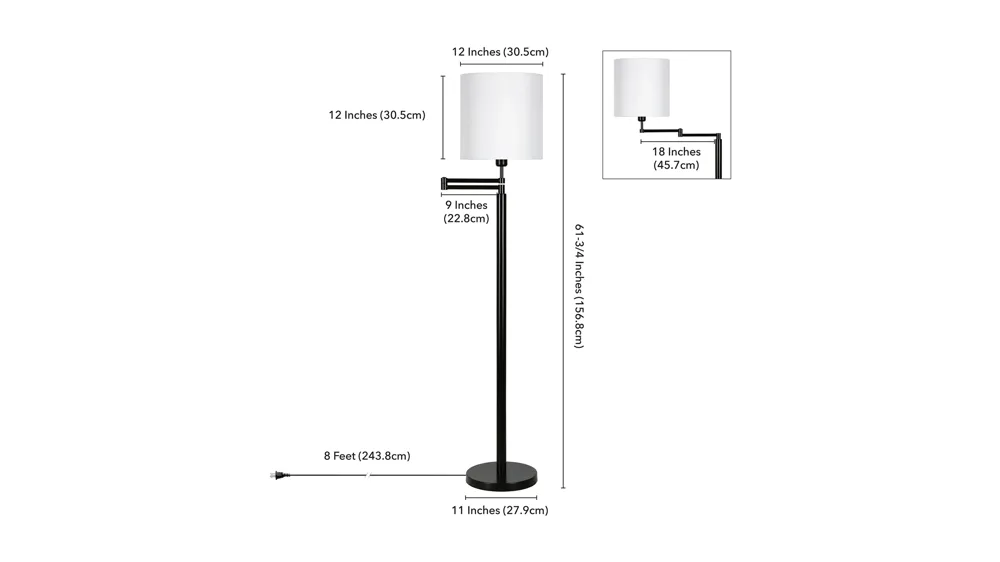 Reiner Swing Arm Floor Lamp Dimensions