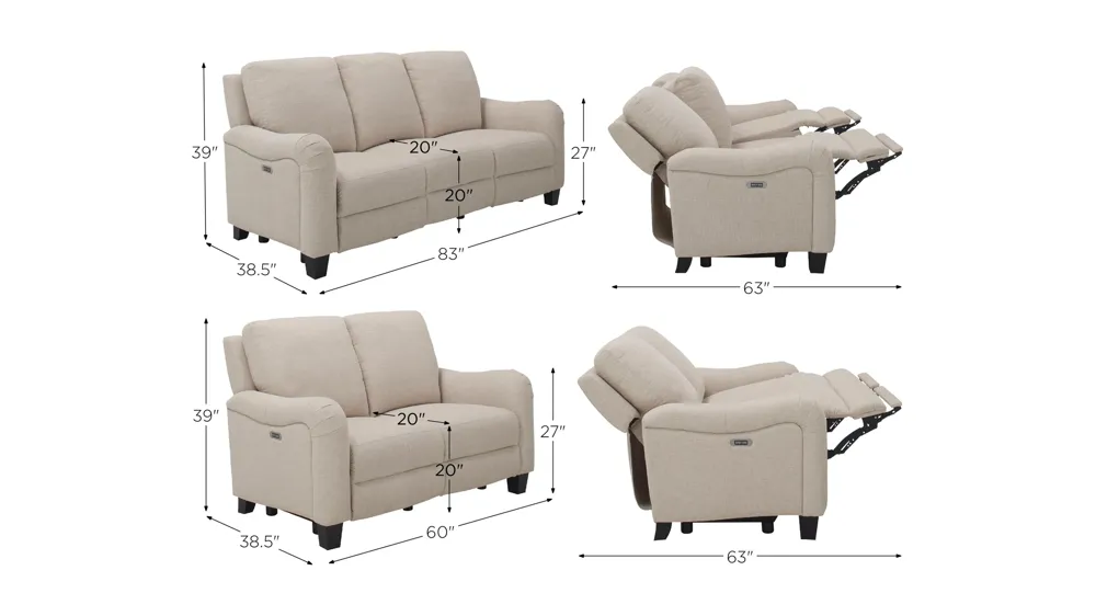 Dillon Living Room Set Dimensions