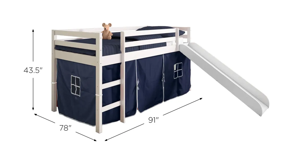 Tent Low Loft Bed with Slide & Tent Kit Dimensions