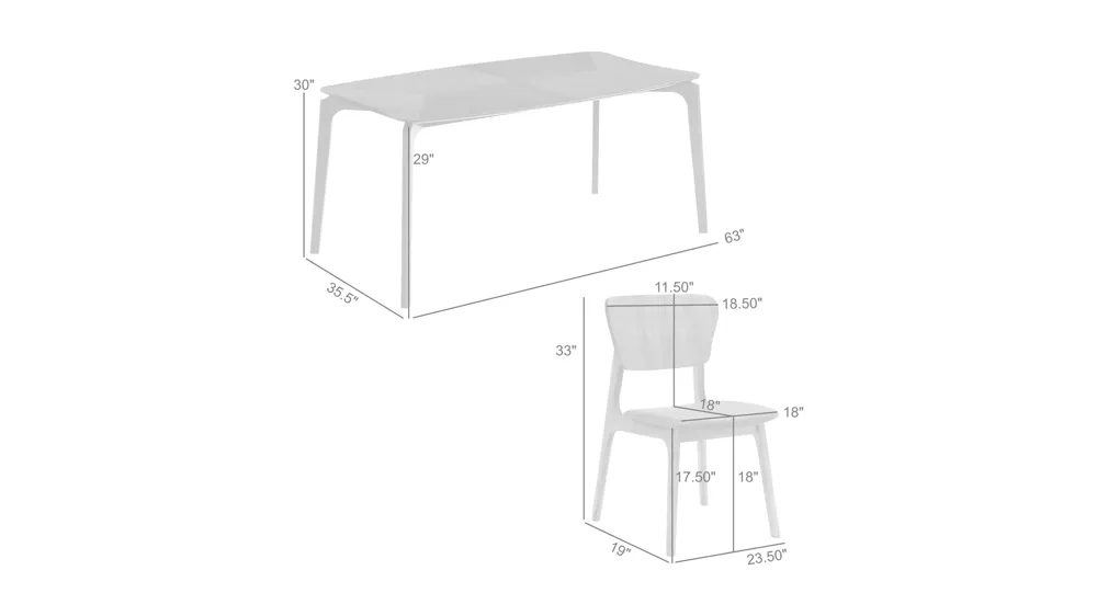 Kalia 5-pc. Dining Set Dimensions
