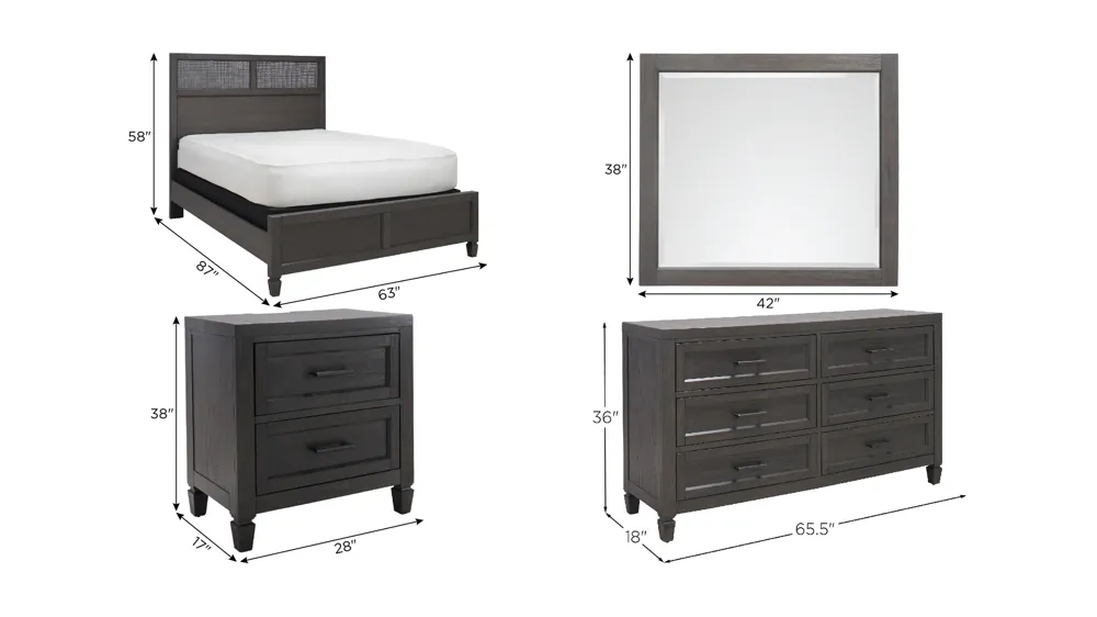 Dutton 4-pc. Bedroom Set Dimensions